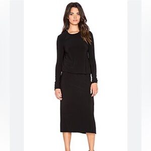 KAMALI KULTURE x NORMAKAMALI Long Sleeve Midi Black Dress Size Small